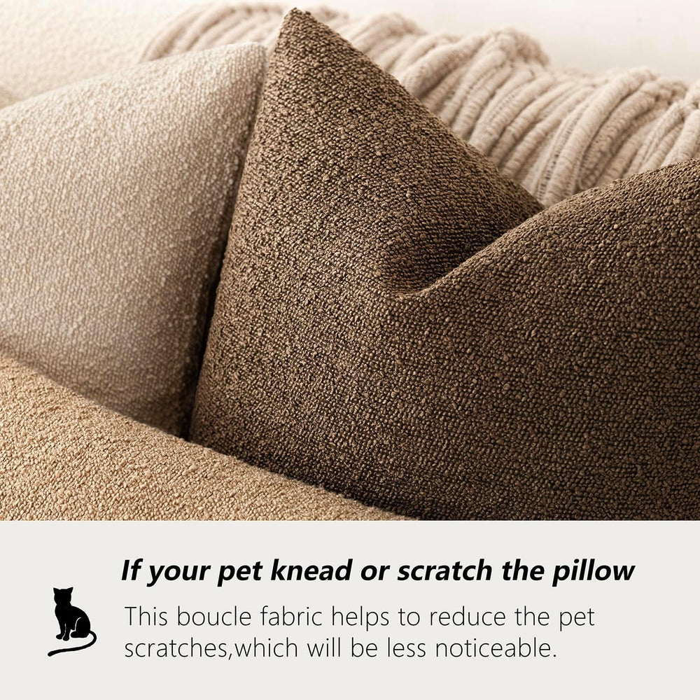 Foindtower Decorative Textured Boucle Throw Pillow Covers 26x26 Chocolate