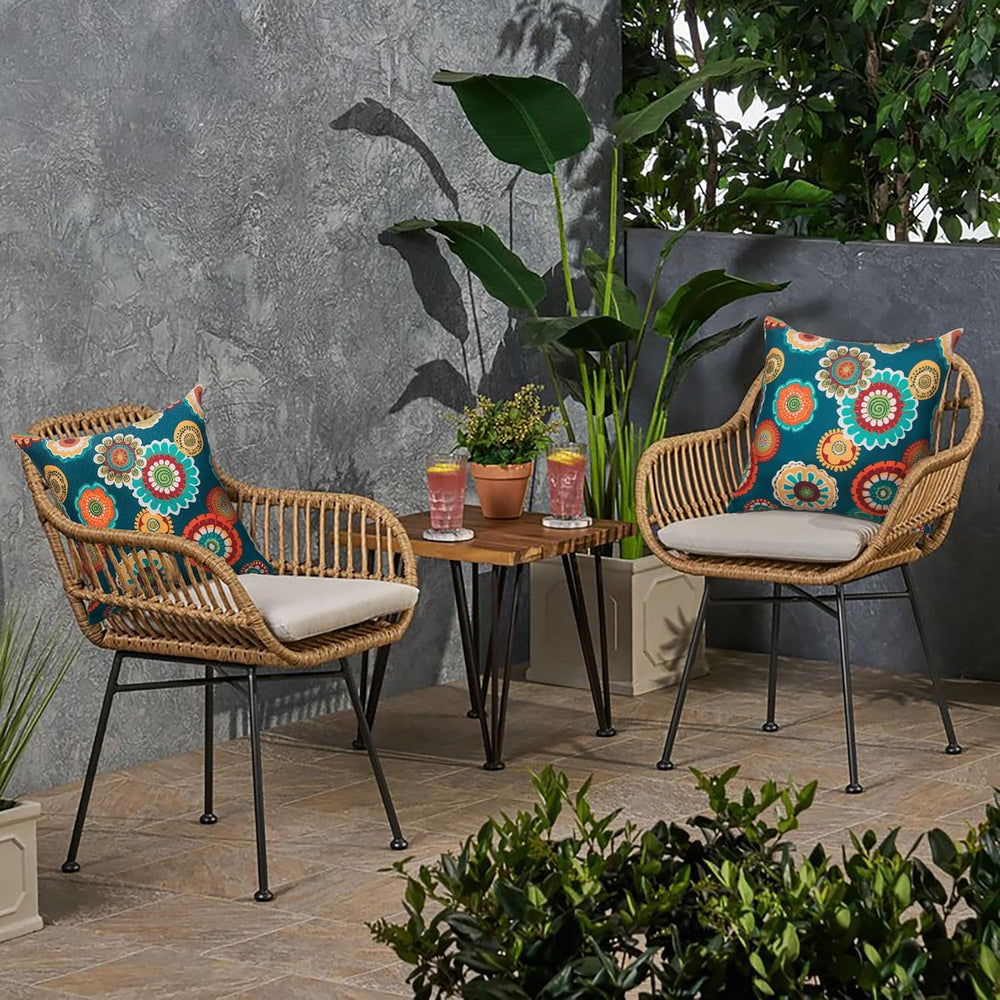 Magpie Fabrcis Pack of 2 Outdoor Waterproof Throw Pillow with Insert 18 x 18 ...