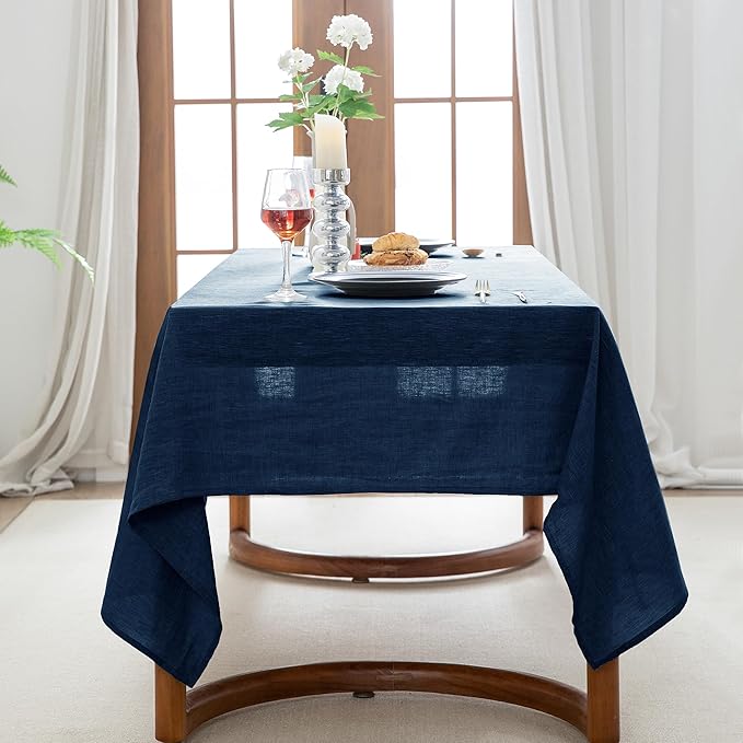 EVERLY 100% Pure Linen Rectangle Tablecloths 60x84Inches for Dining,Buffet Pa...