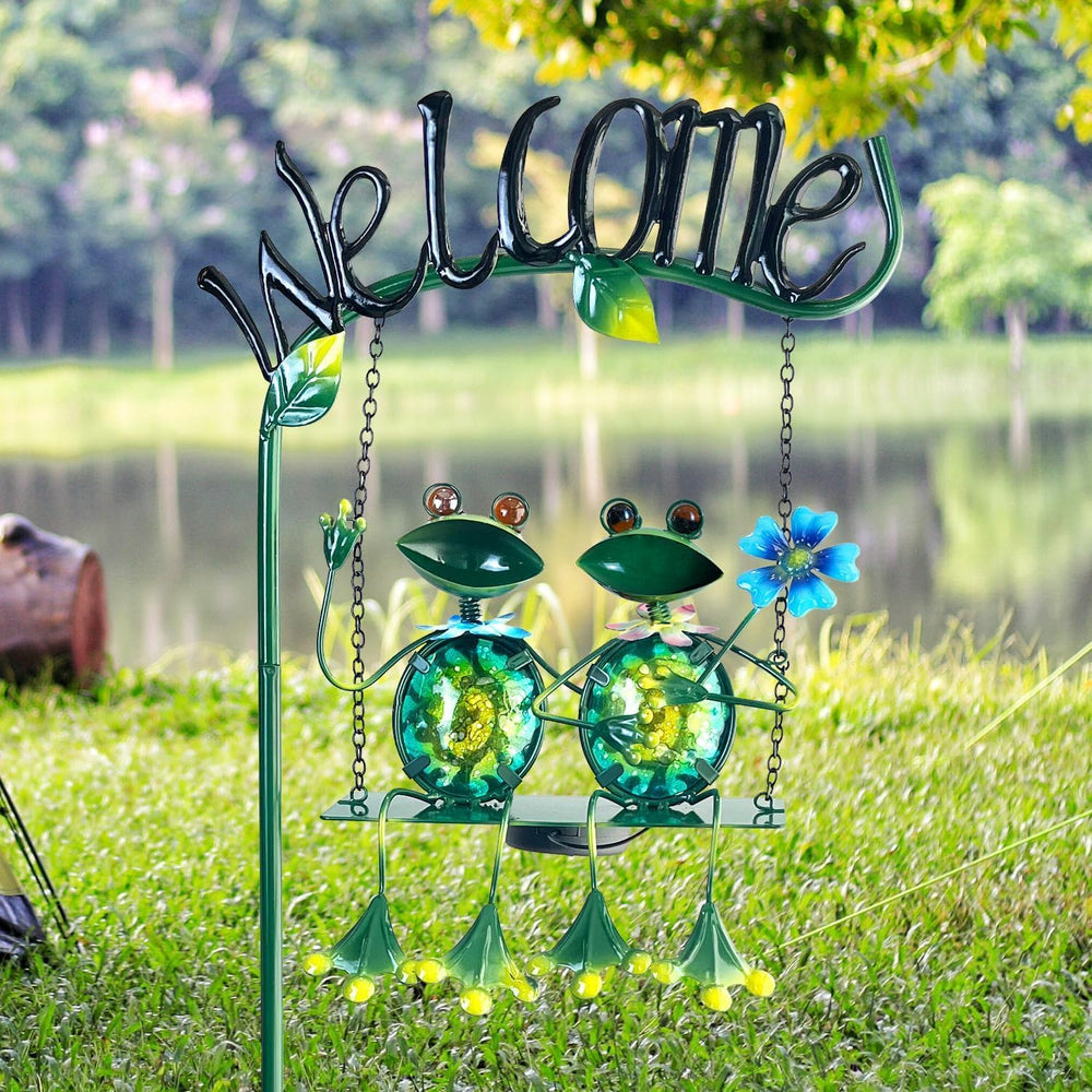 HONGLAND Solar Lights Outdoor Waterproof, Frog Swing Garden Decor, Frog Decor...