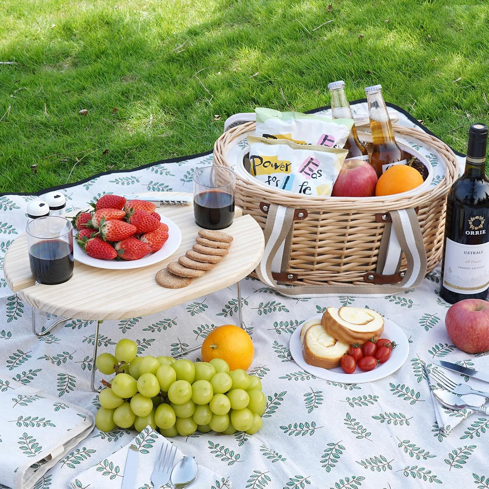 Picnic Basket Set for 2 - Wicker Insulated Picnic Basket