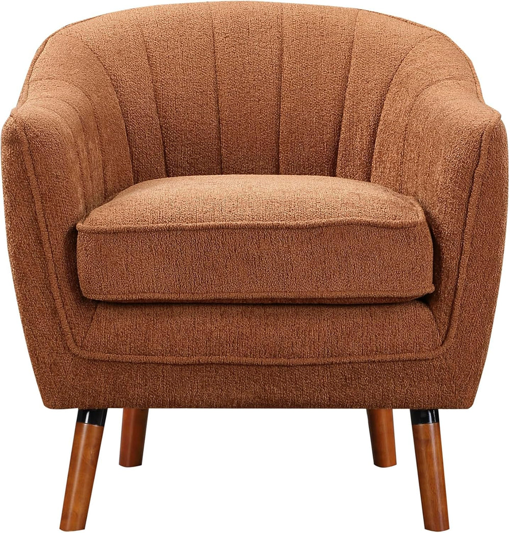 Lexicon Alard Tufted Fabric Barrel Accent Chair, Rust