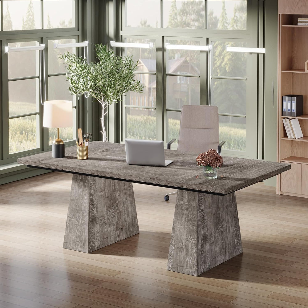 Tribesigns 63-Inch Executive Desk, Large Office Computer Desk with Double Ped...