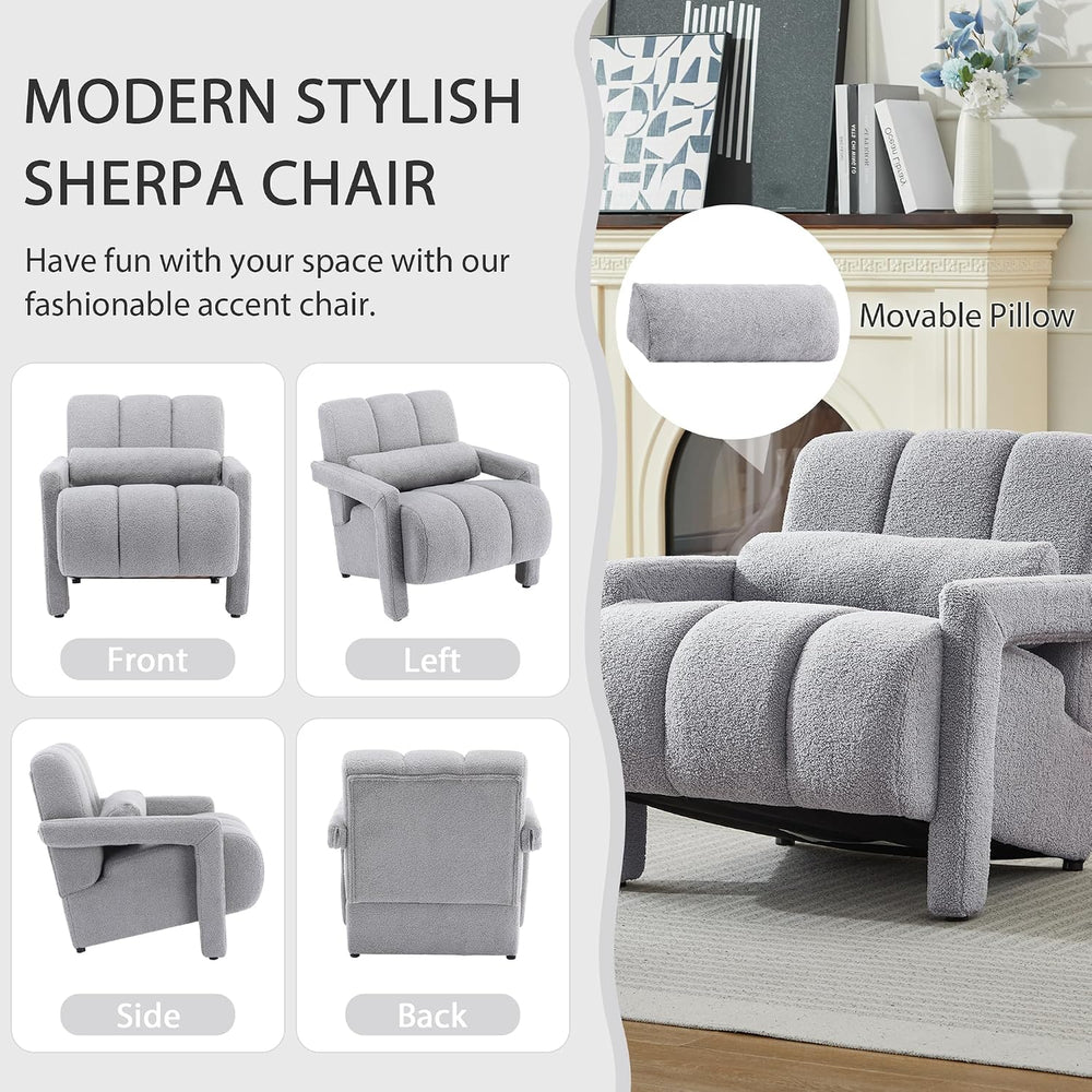LOULENS Accent Chair Set of 2, Modern Armchair for Living Room, Light Gray