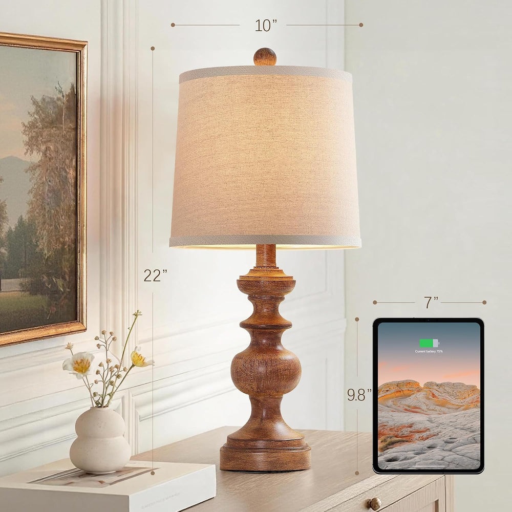 PARTPHONER Farmhouse Table Lamp Set of 2, Rustic Table Lamps for Living Room ...