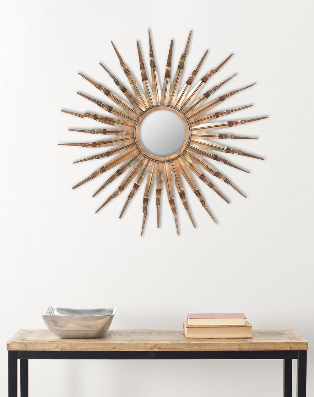 SAFAVIEH Sunburst Mirror, 33.1" Copper MIR3006A