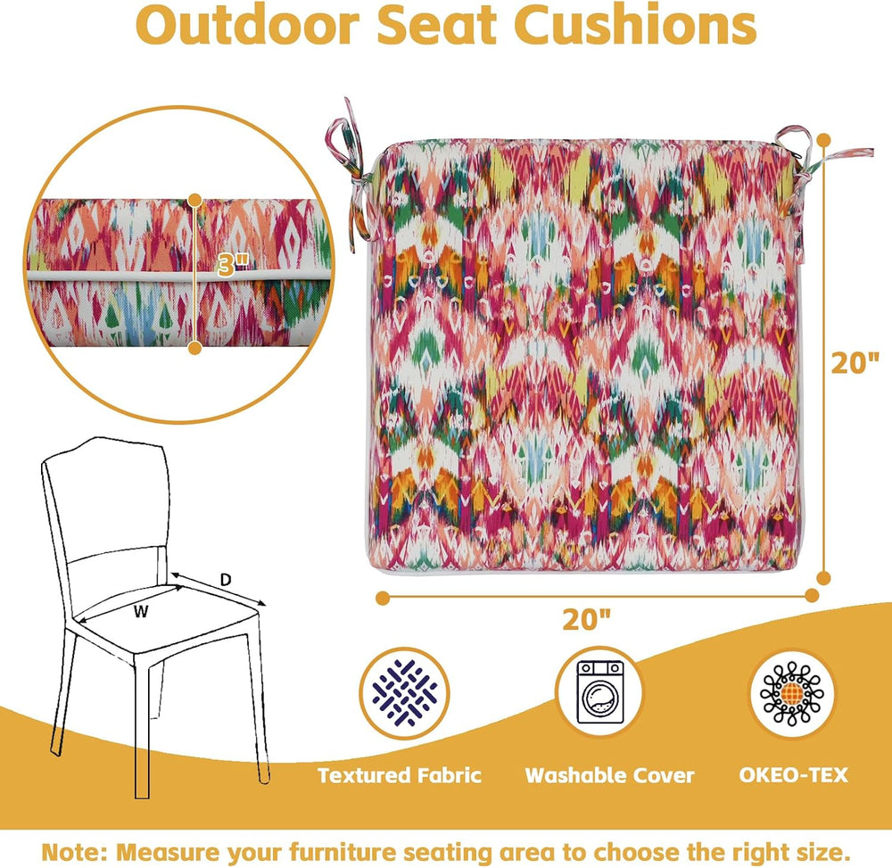 COZYVIDA Outdoor Chair Cushions Set of 4, 20"x20" Square Seat Pads ...