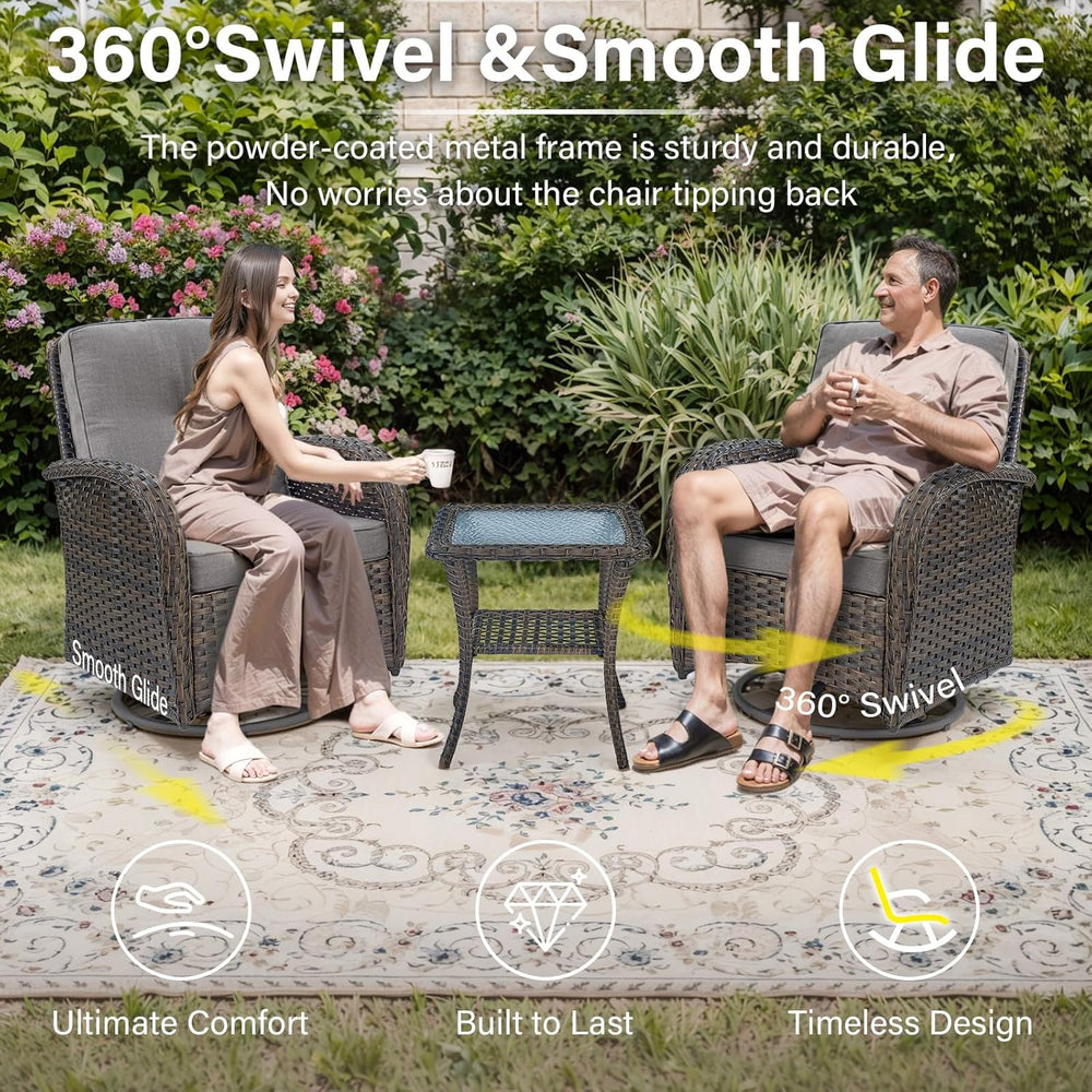 Belord Patio Furniture Swivel Glider PE Wicker Chairs, Outdoor Swivel Rocker ...