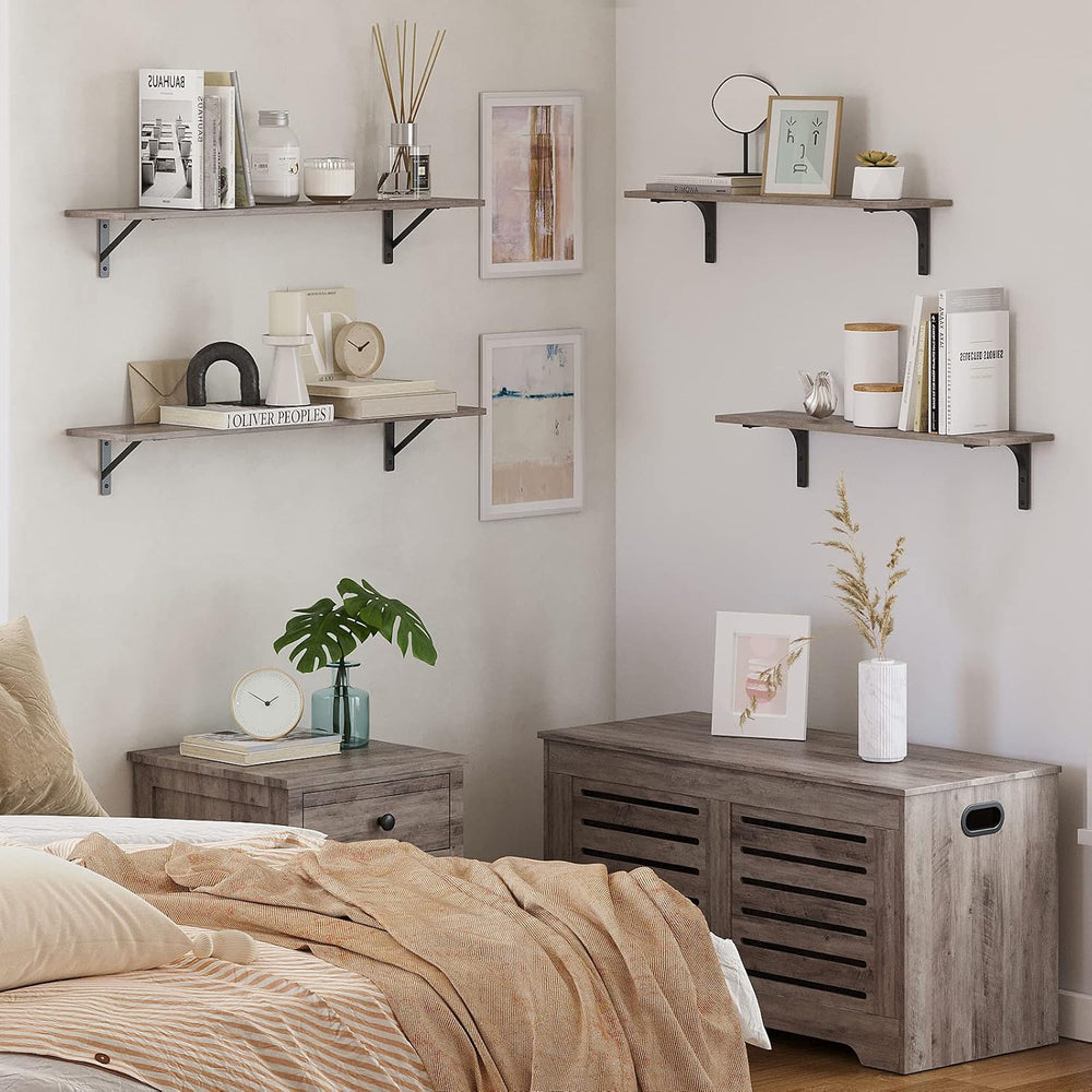 DINZI LVJ Long Wall Shelves, 31.5Inch Wooden Wall Mounted Shelves, Set of 2