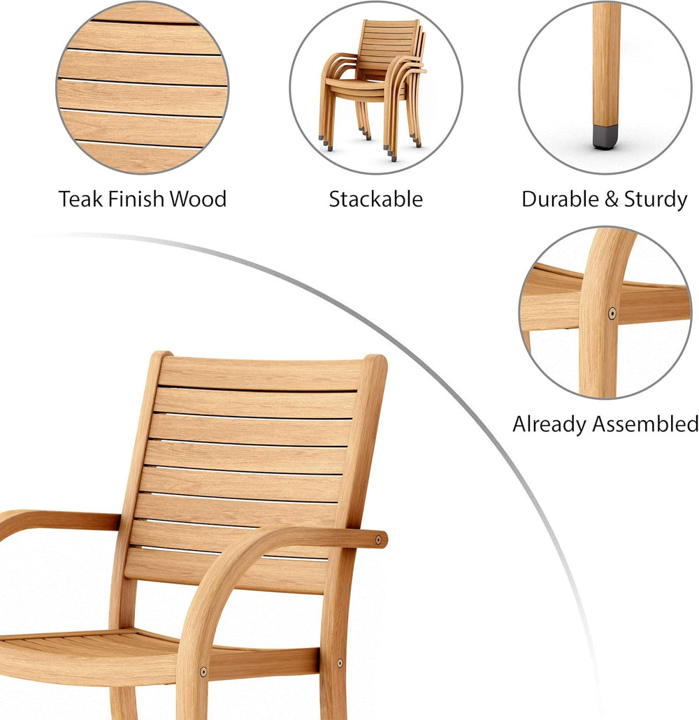 Amazonia Berlin 9-Piece Teak Finish Rectangular Extendable Patio Dining Set
