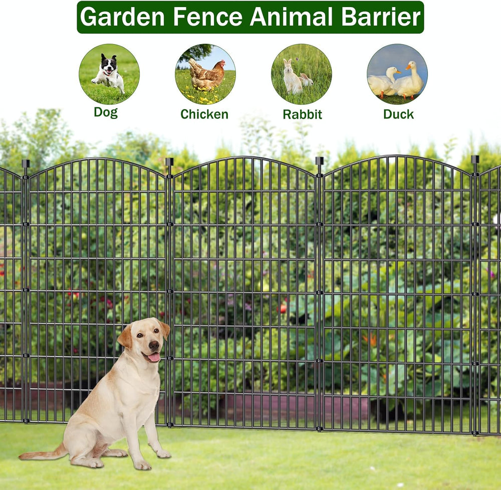10 Panel No Dig Decorative Garden Fence 48" H x 22.6'L Outdoor Dog B...