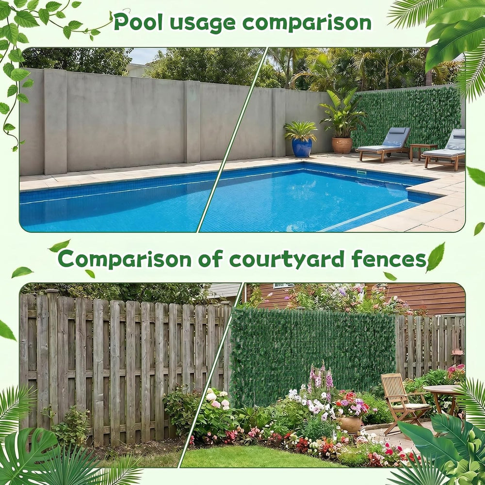 4PCS Artificial Ivy Fence Privacy Screen,40 x 120 Inch UV-Anti Artificial Fak...