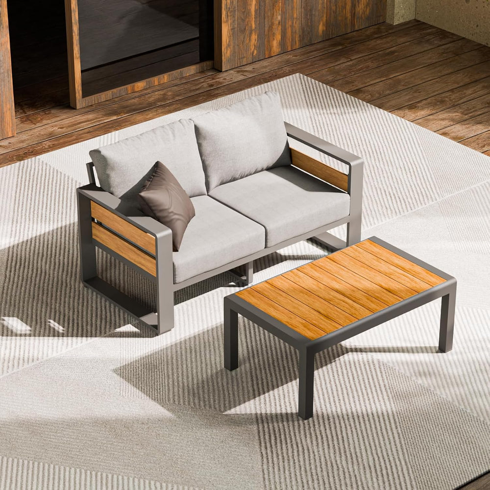 ZANDOR Aluminum Outdoor Patio Furniture - Outdoor Coffee Table, All-Weather M...
