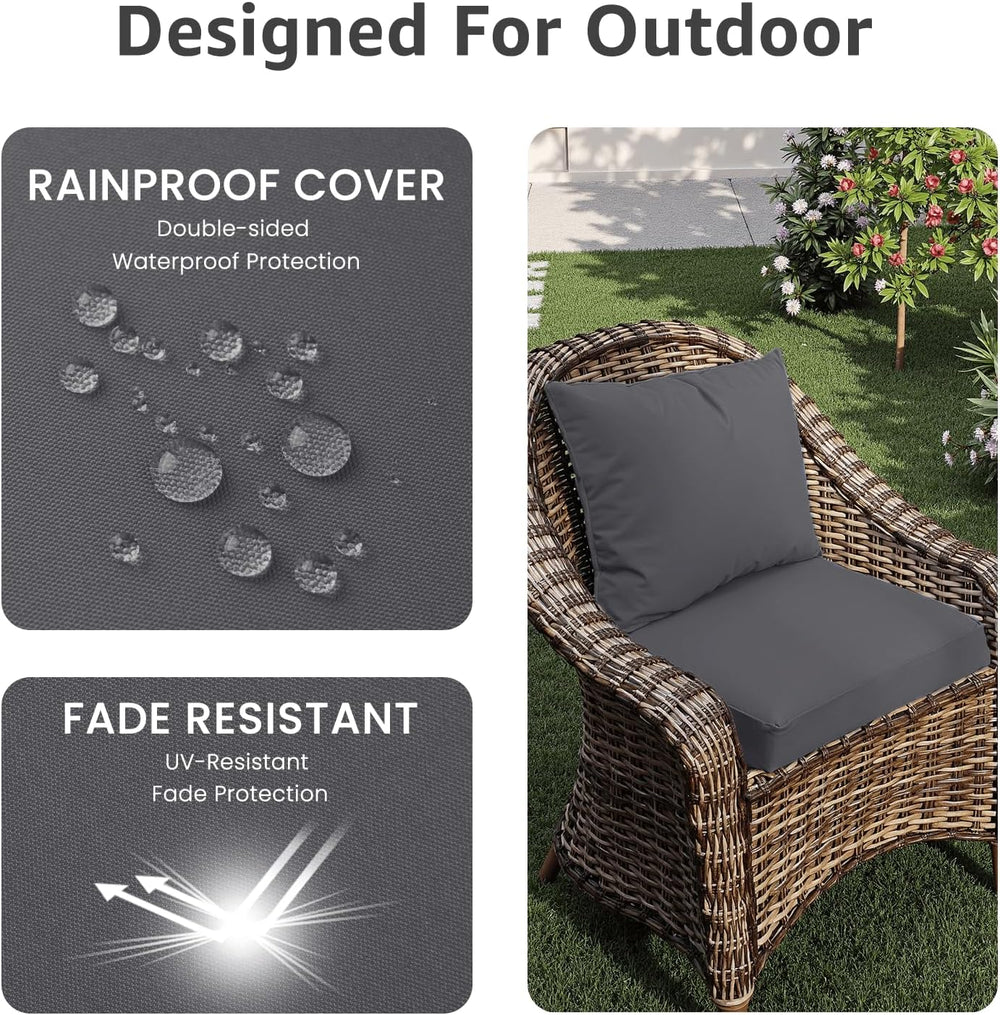 PatioGlow Outdoor Seat Cushion Set 22 x 22 x 4 Inch, Waterproof & Fade Re...