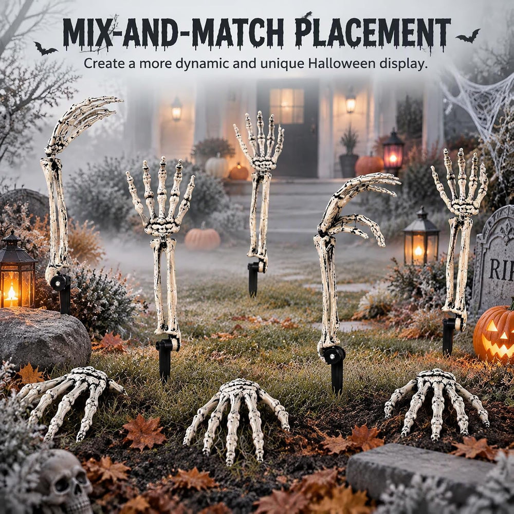 Halloween Decorations Outdoor, 12Pcs Skeleton Hands & Arm Yard Stake Set