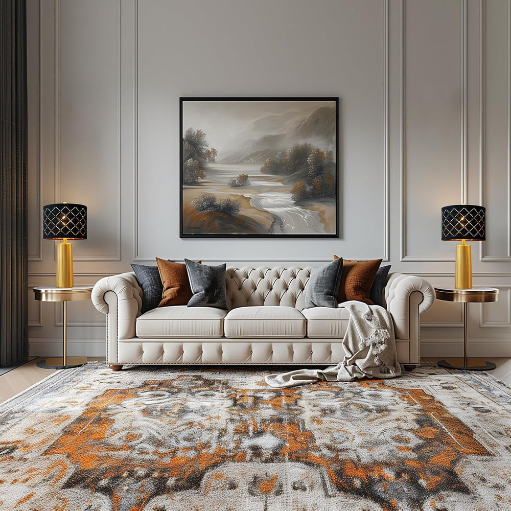 Set of 2 Modern Table Lamps for Living Room Bedroom, Gold Nightstand Resin La...