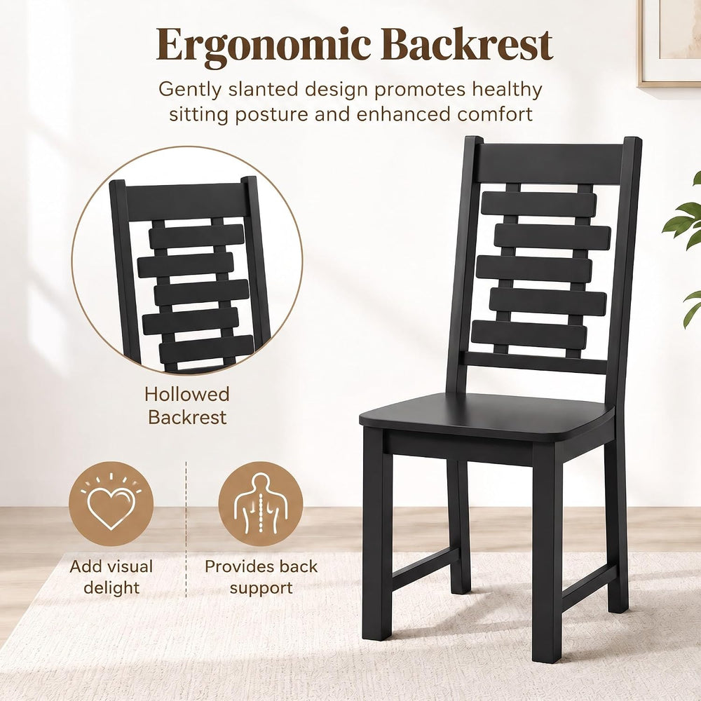 POWERSTONE Wooden Dining Chairs Set of 2, Modern Kitchen Chairs, Black