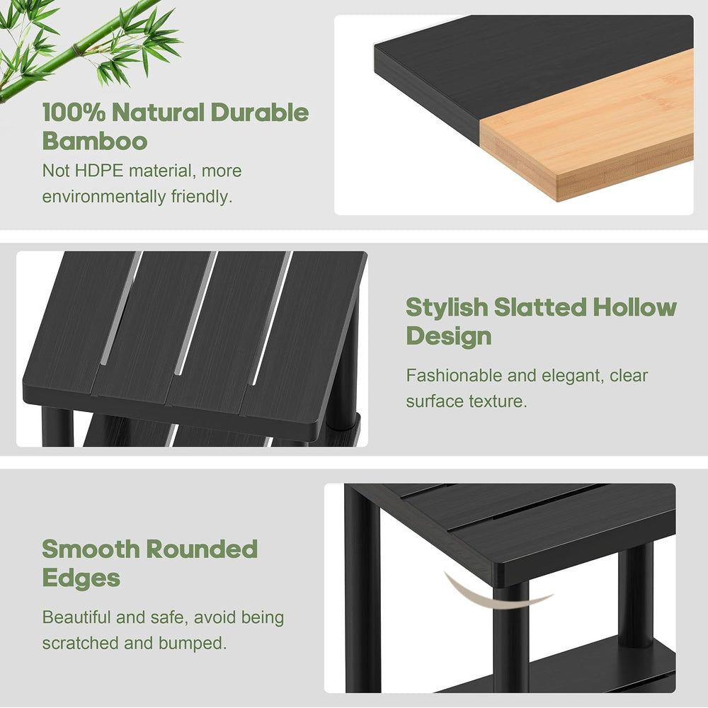 Outdoor Side Table with 2-Tier, Bamboo Small Patio Adirondack Tables