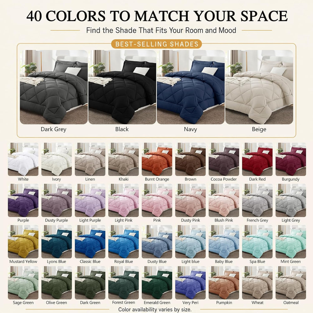 CozyLux Full Comforter Set 82"x86" Dark Grey - 7 Piece Bed in a Bag