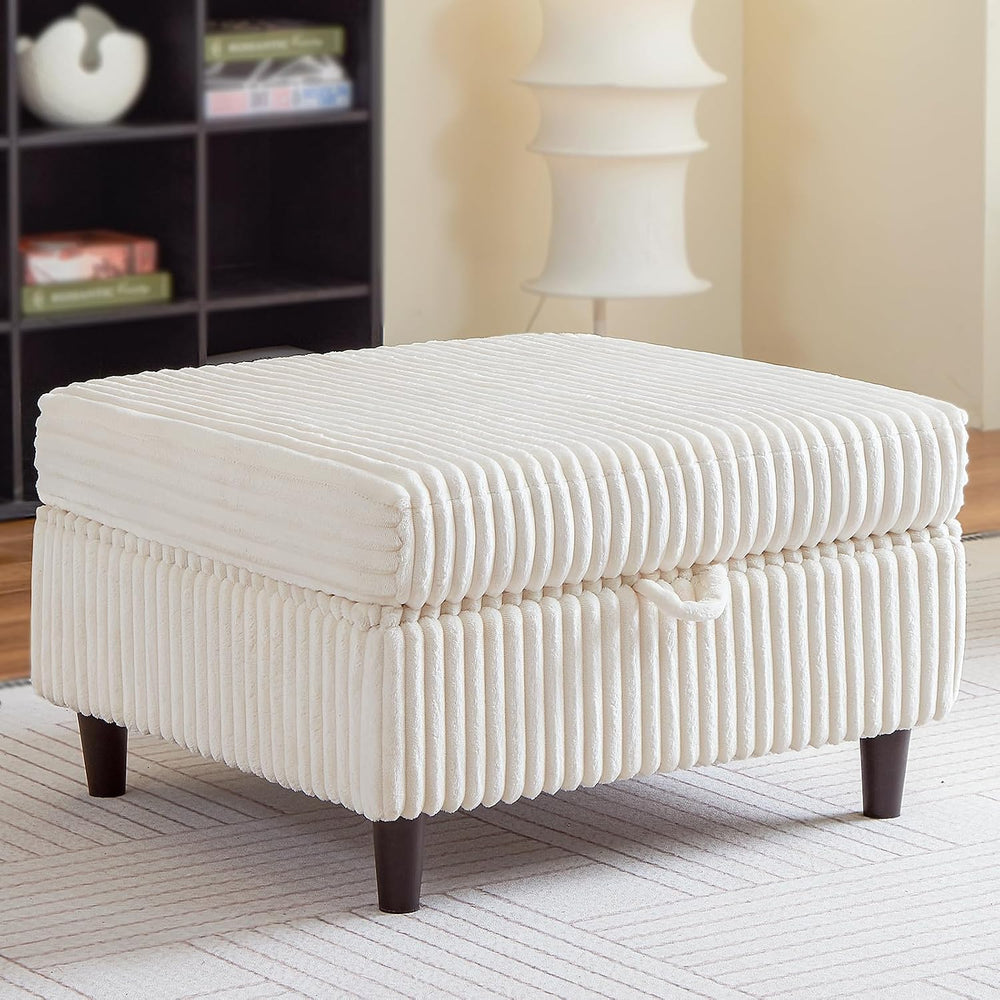Modern Ottoman with Storage for Modular Sectional Sofa, Beige