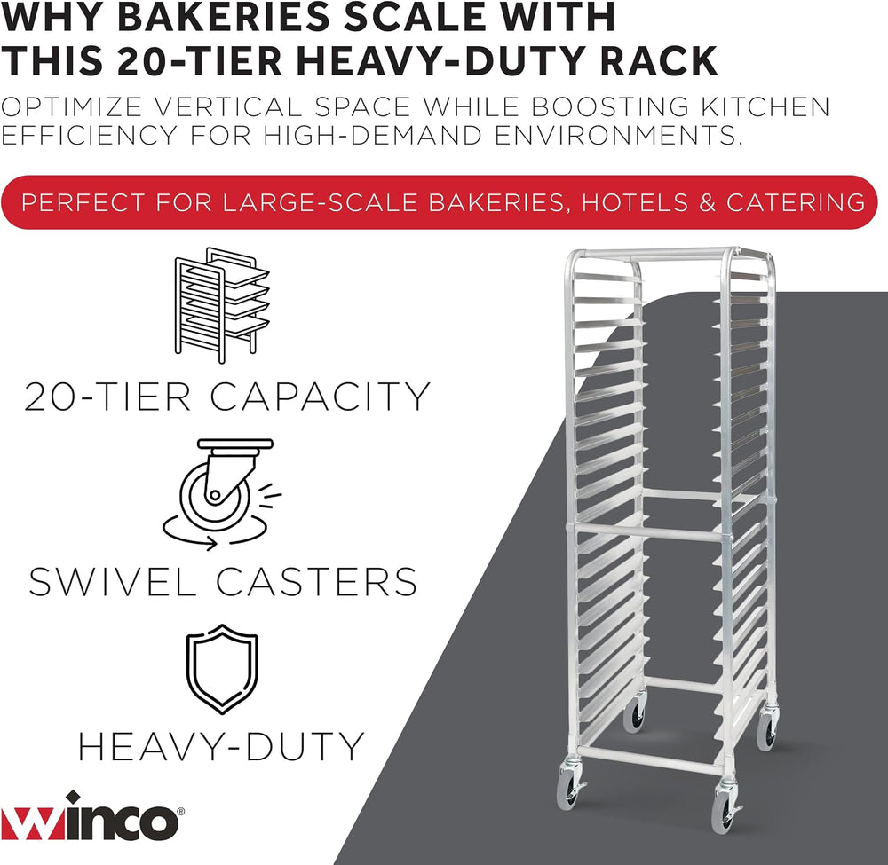Winco 650 lb 3" Aluminum Sheet Pan Rack, 20 Tier