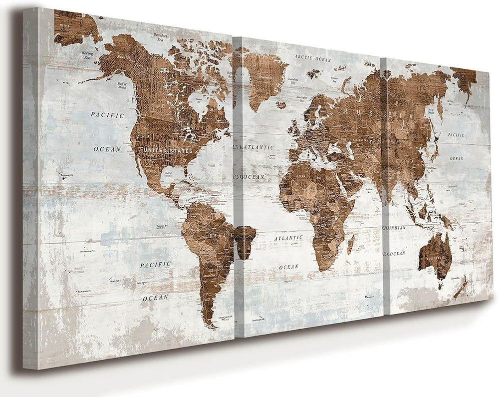 Office Wall Art Canvas World Map Motivational Living Room Pictures