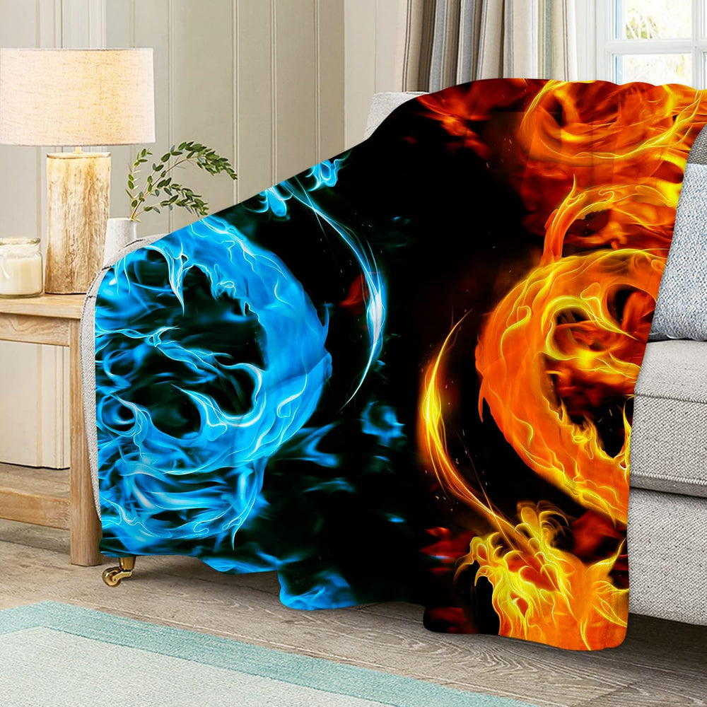 Ice & Fire Dragon Throw Blanket for Couch, Super Soft Fuzzy Throws Warm C...