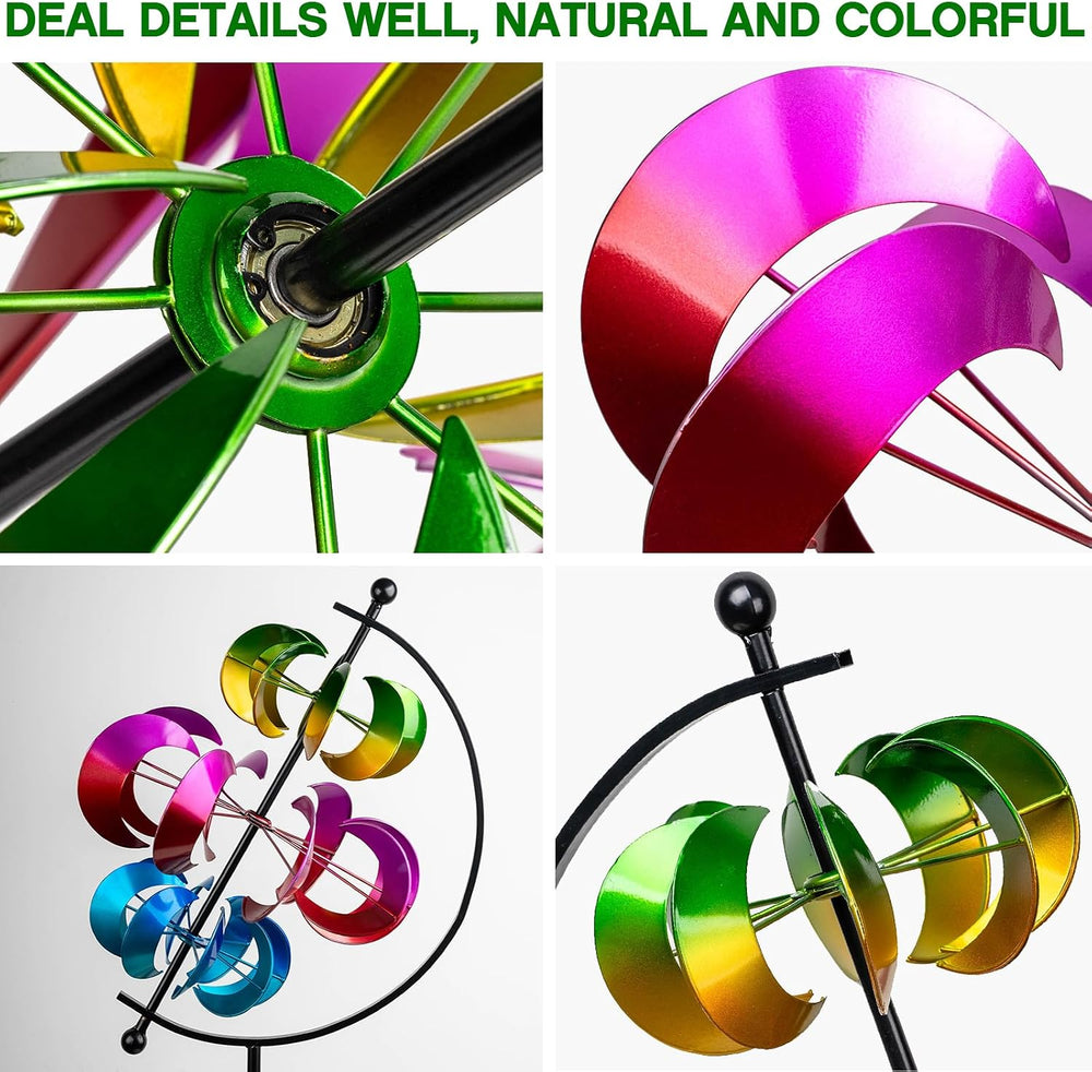 Large Metal Wind Spinner for Garden and Yard – 63 Inch Kinetic Outdoor Sculpt...