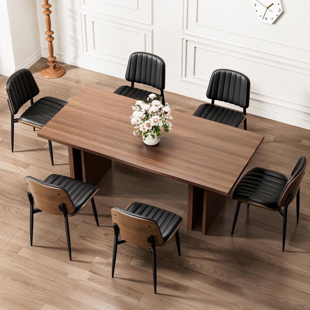 REONEY Dining Chairs Set of 4, Mid-Century Modern Kitchen Chairs, Black