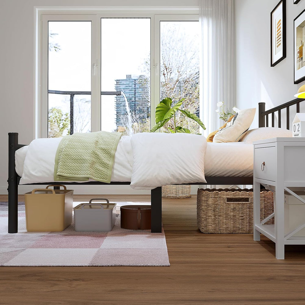 zizin Twin Size Metal Bed Frame with Headboard & Footboard 14 Inch Metal ...