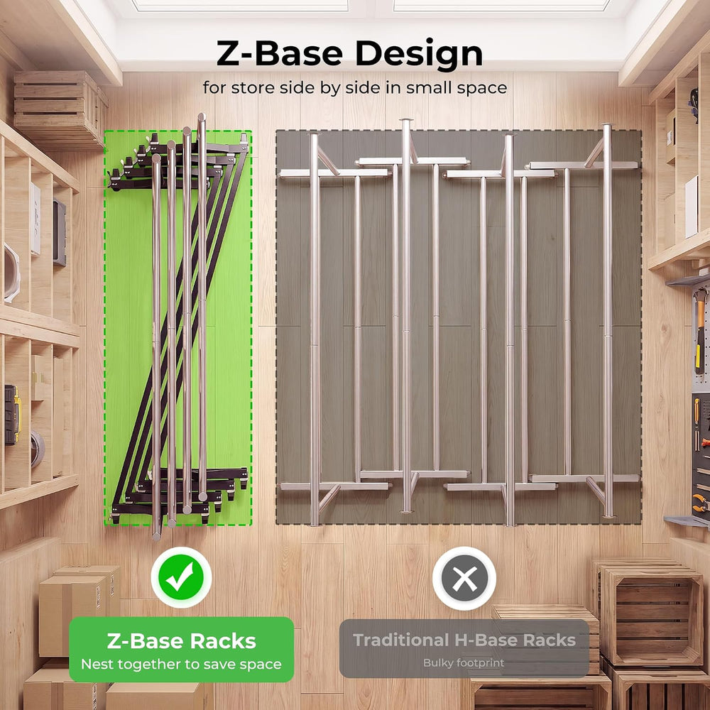 HOKEEPER Clothes Rack Z Rack Heavy Duty Clothing Rack with Lockable Wheels