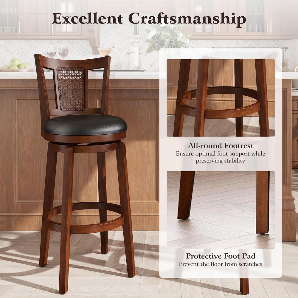 ALPHA HOME Swivel Bar Stools with Backs, 30 Inch Bar Stools Set of 2
