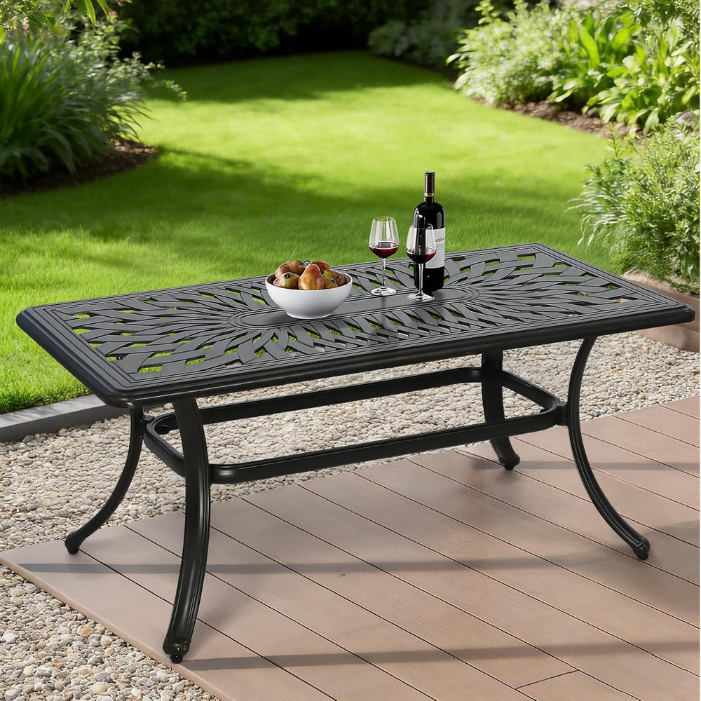 MEETWARM Outdoor Coffee Table, All-Weather Cast Aluminum 42" Rectangle P...