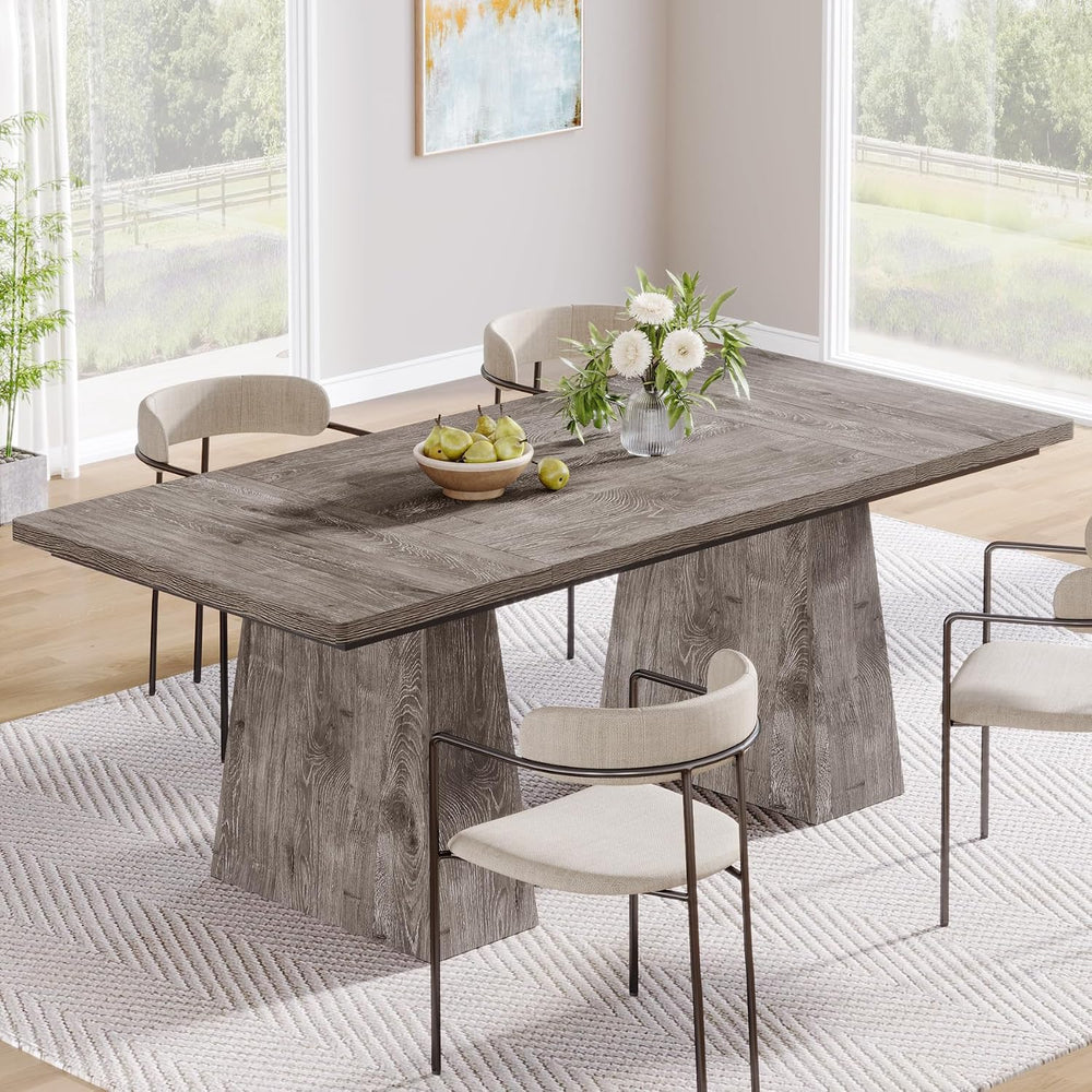 Tribesigns Dining Table for 6, Farmhouse Wood Dinner Rectangular Table Kitche...
