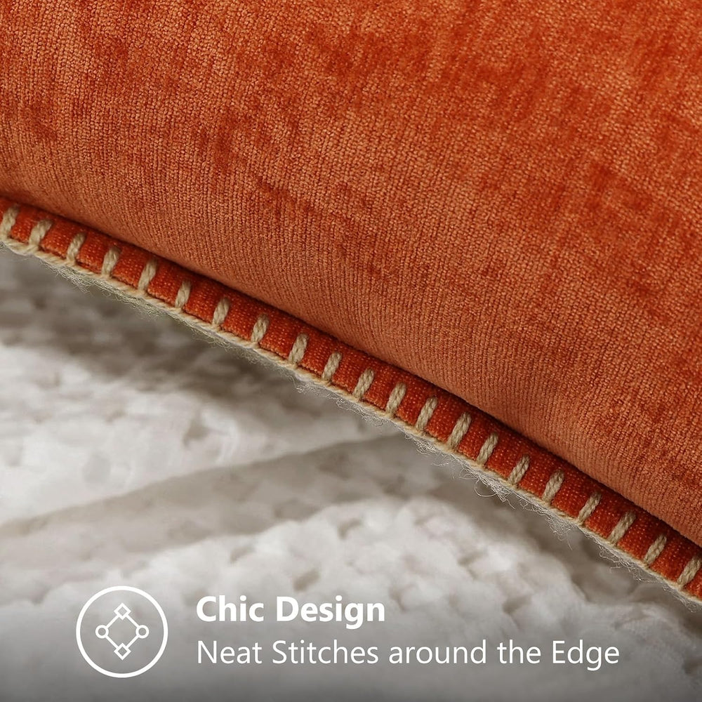 decorUhome Soft Chenille Throw Pillow Covers 22x22 Set of 2 Burnt Orange