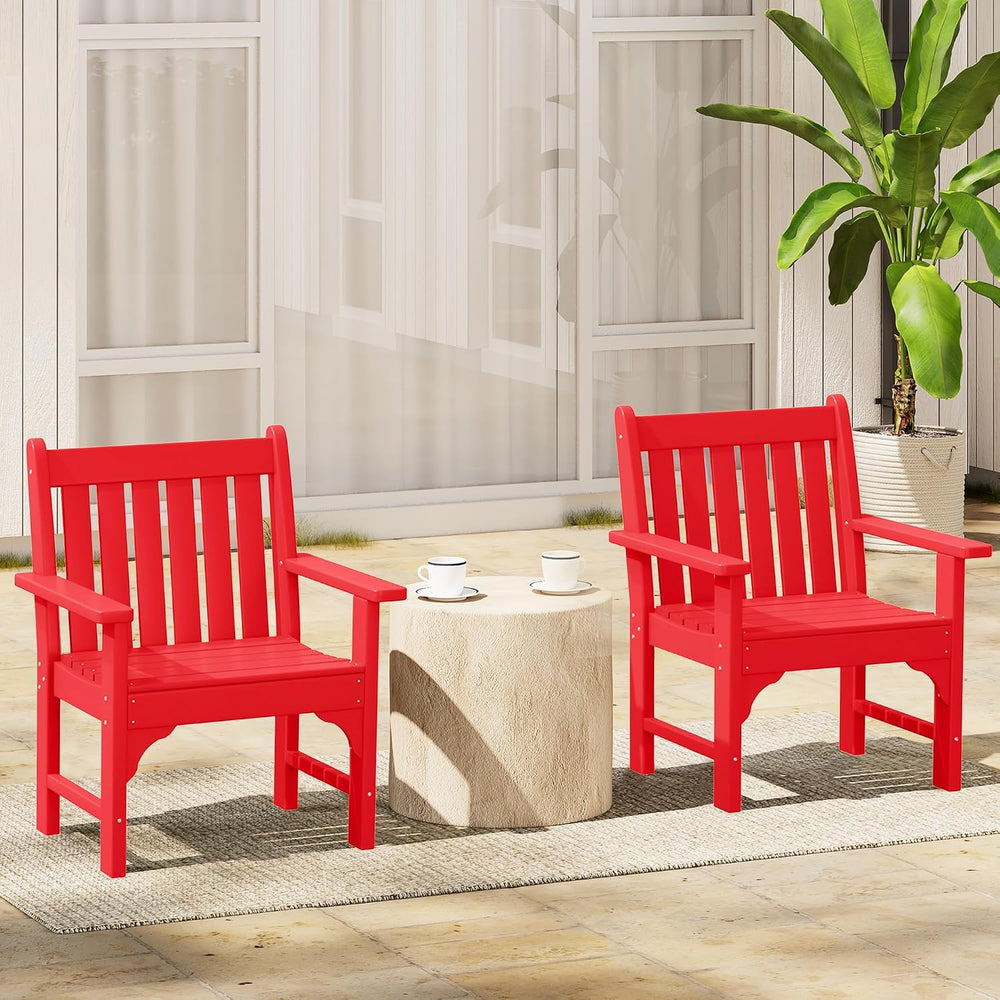 Costaelm Outdoor Dining Arm Chair, Patio HDPE Garden Dining Table Chair, Poly...
