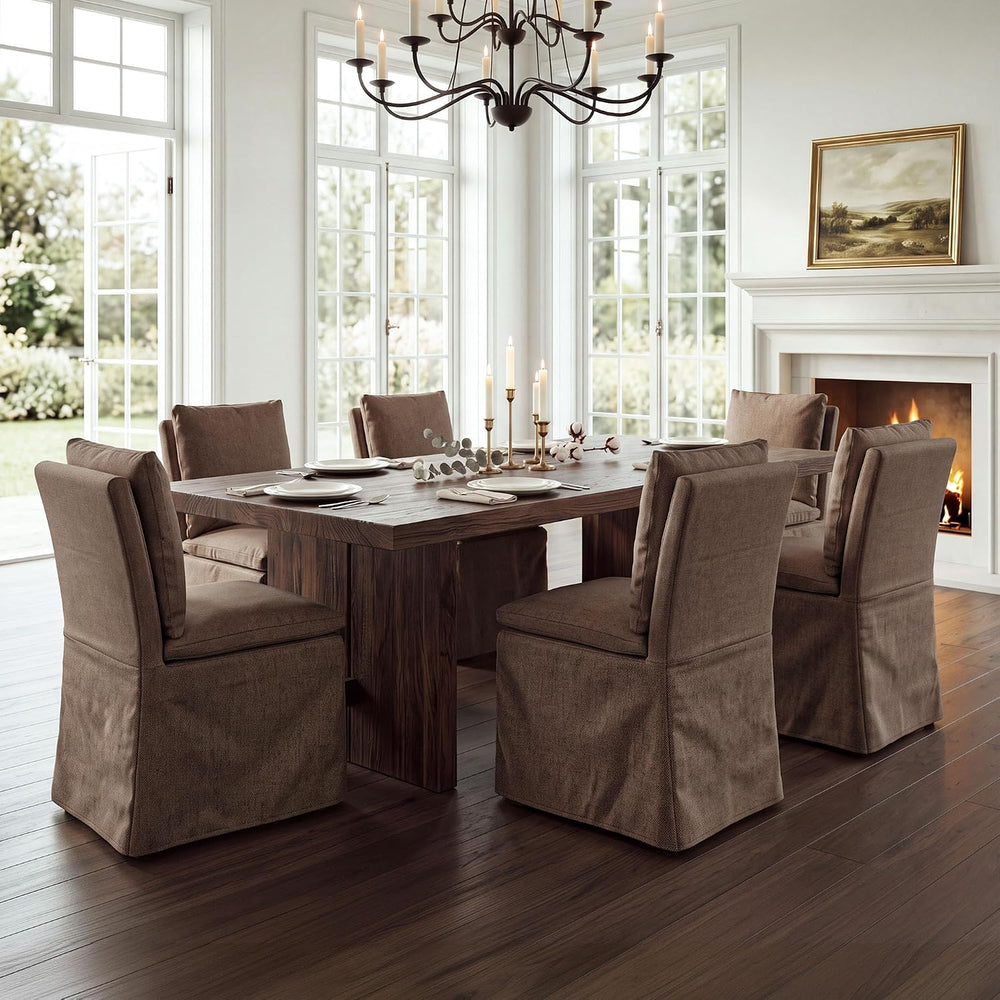 HOMRELEXA Dining Chairs Set of 6, Upholstered Skirted Kitchen Chairs