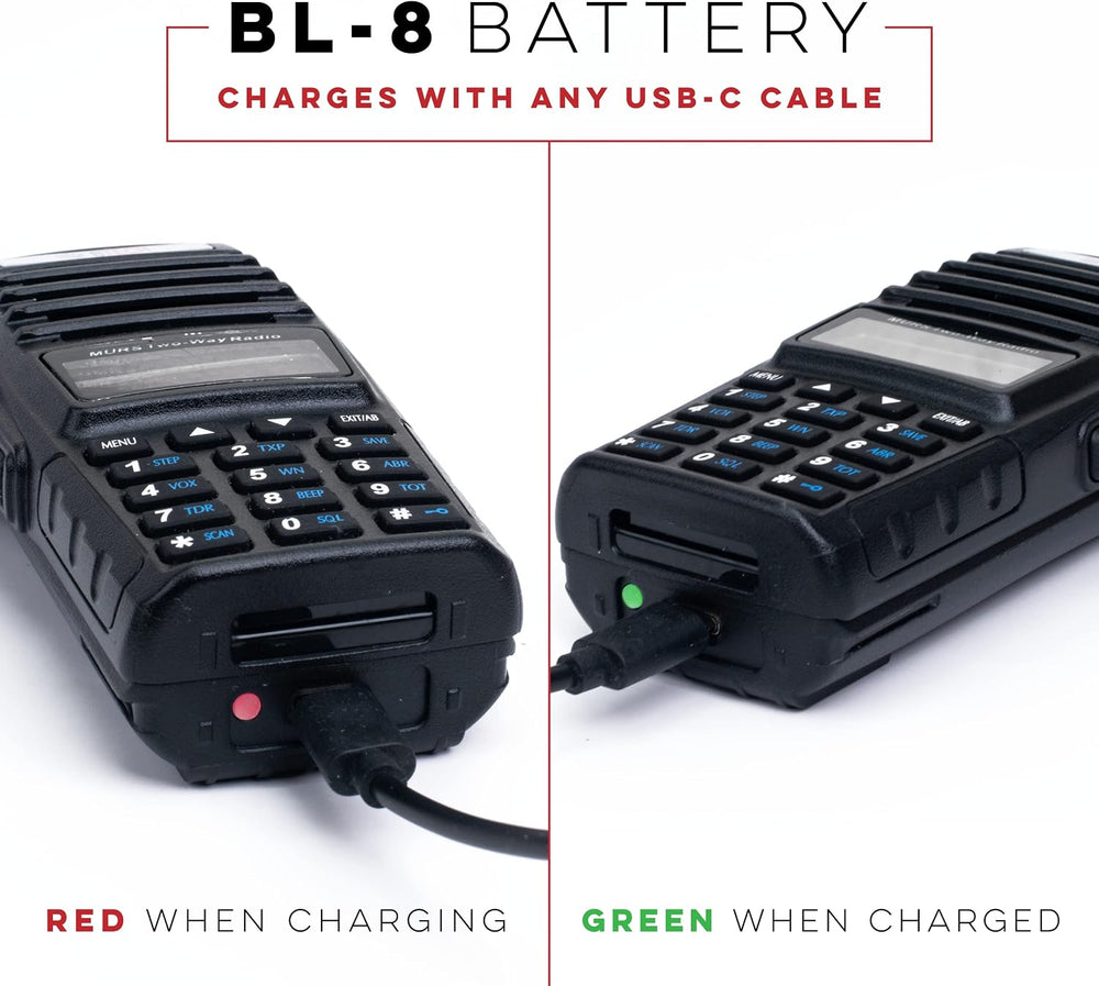 BTECH MURS-V2 200 Fully Customizable Channels MURS Two-Way Radio. USB-C Charg...