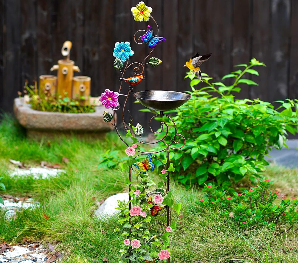 YYWMWM Metal Bird Bath with Trellis for Outside, 57” Height Birdbaths & S...