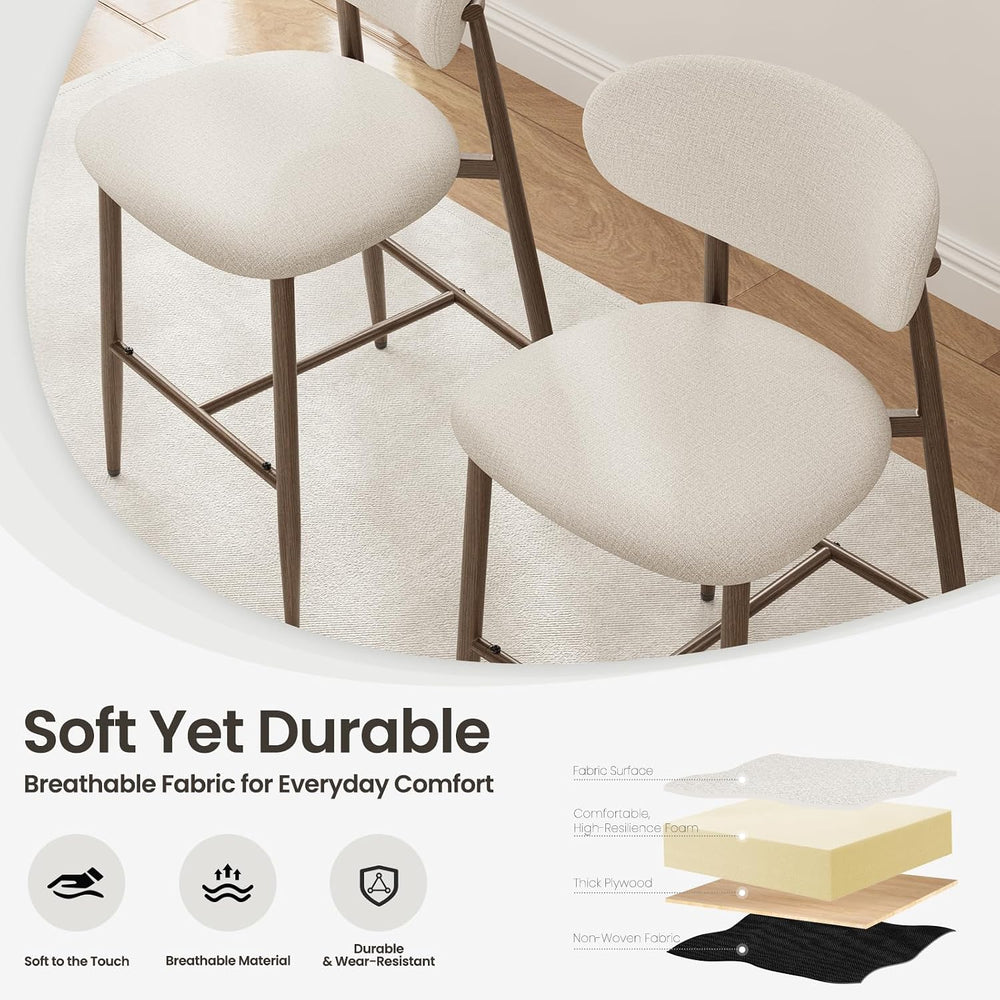 MALOL Upholstered Bar Stools Set of 3, Beige