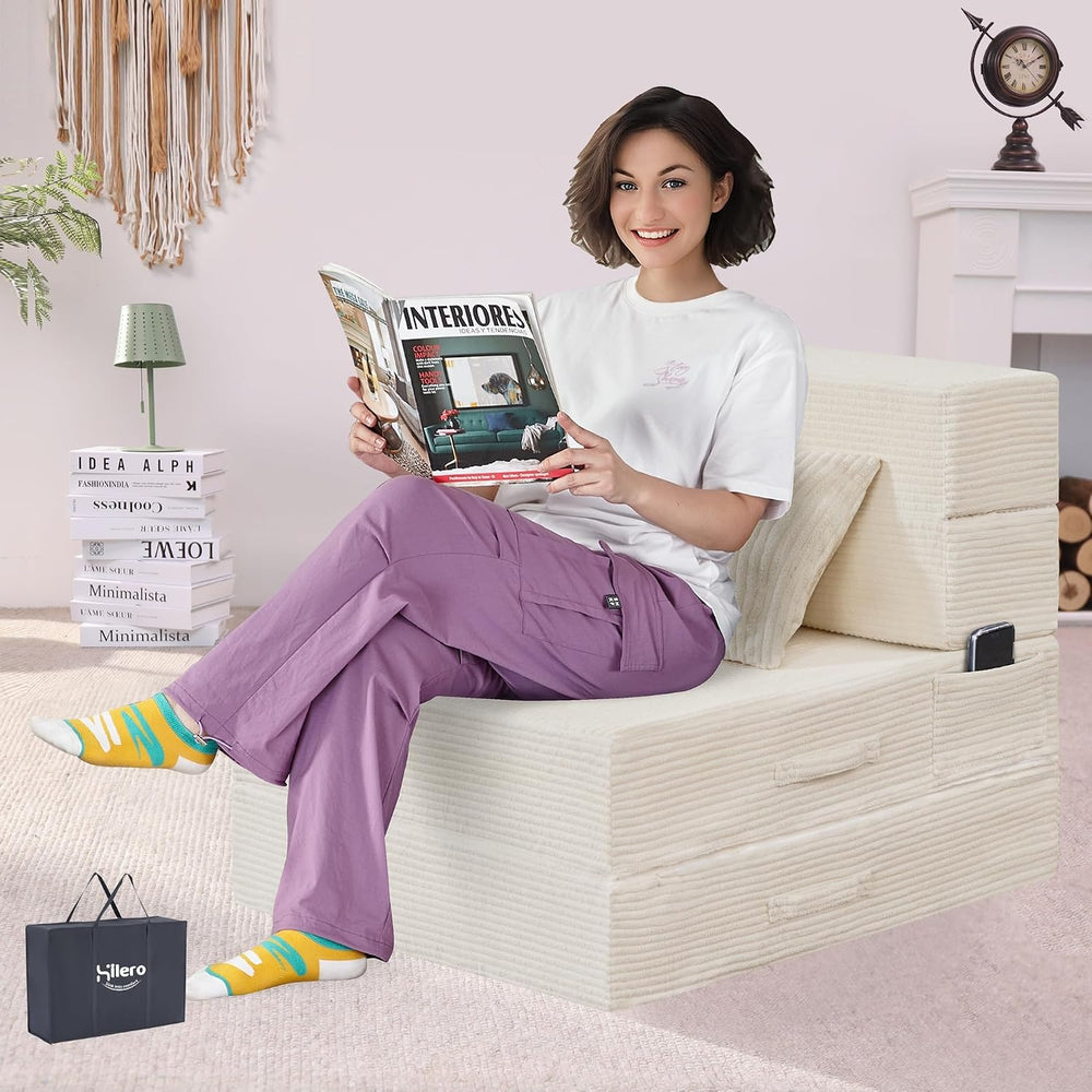 Folding Sofa Bed, Convertible Sleeper Chair Bed, Floor Sofa with Bag