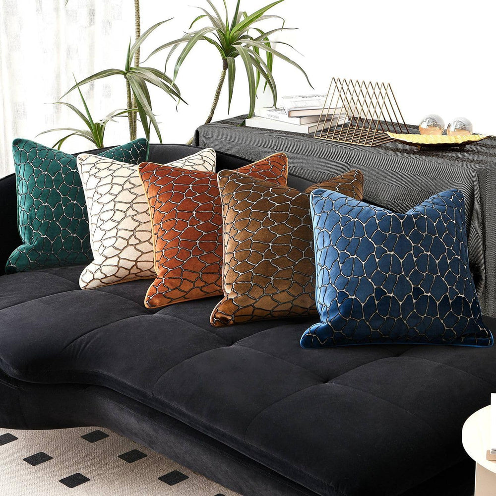 20x20 Cream Cut Velvet Pillow Covers with Raised Texture