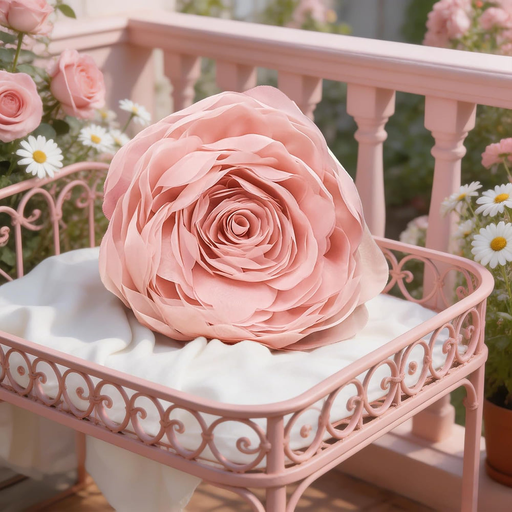 JWH 3D Flower Throw Pillow Cover with Insert, 14 Inch, Peach Pink