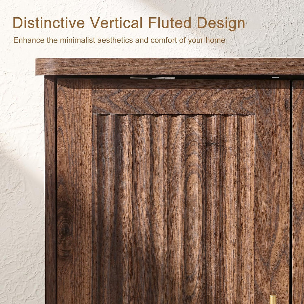 Okvnbjk Modern Sideboard Buffet Cabinet with Storage, Walnut