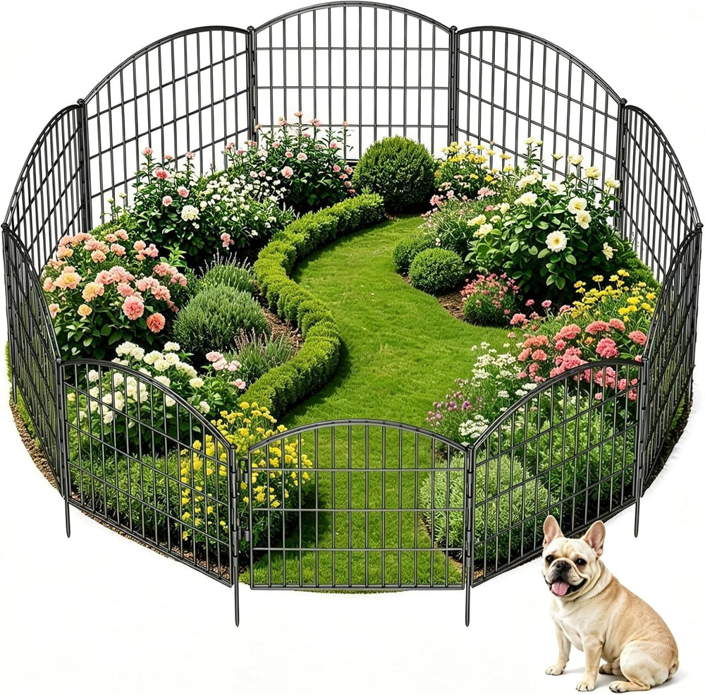 3-Layer Garden Fence with Gate 10 Panel 24in H×20ft L