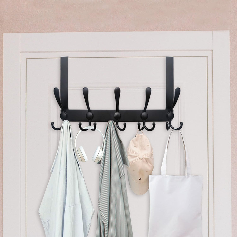 WEBI Over The Door Hook Door Hanger Hook Rack with 5 Tri Hooks for Hanging Co...