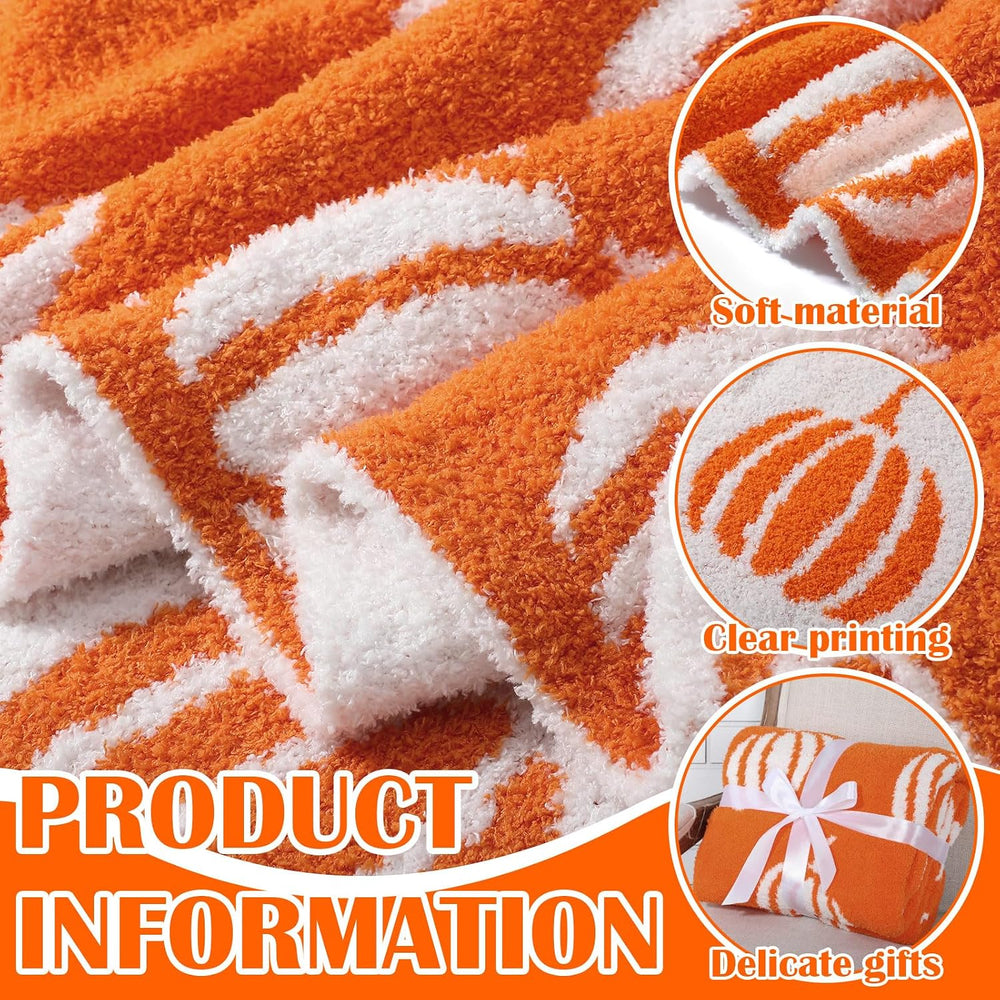 Fall Pumpkin Throw Blanket and Pillow Set, 50 x 60 Inch