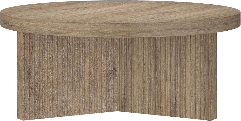 Henn&Hart 36" Scandinavian Fluted Coffee Table, Weathered Gray