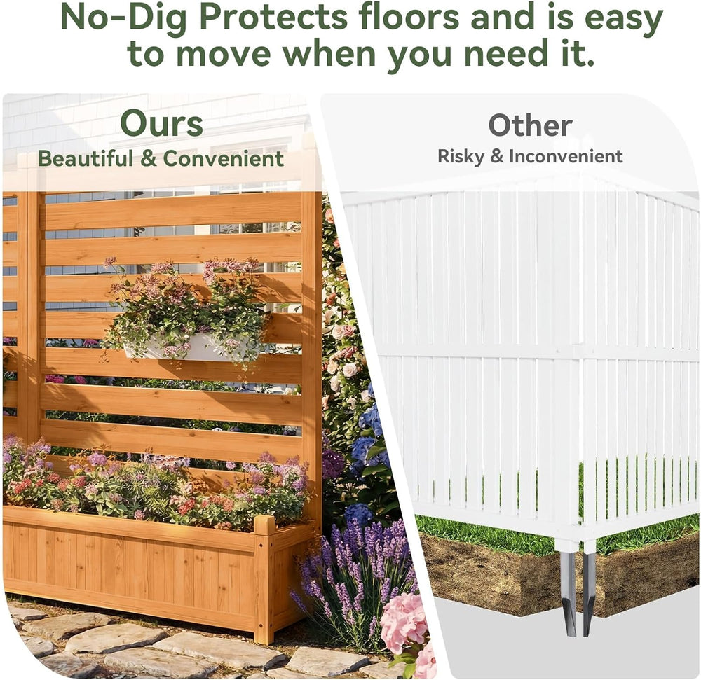 Aoxun Air Conditioner Fence, 2-Panel Wood Privacy Screen with Planter Box