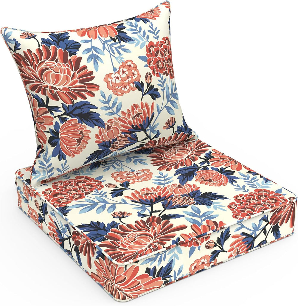 LVTXIII Outdoor Deep Seat Cushion 22"x22"x4" Patio Seat and Ba...